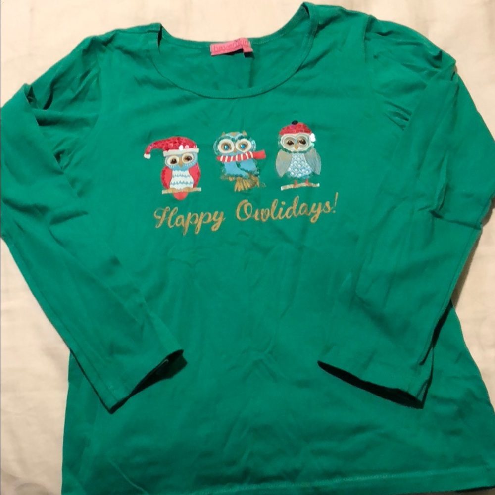 EUC Havengirl Happy Owlidays long sleeved shirt